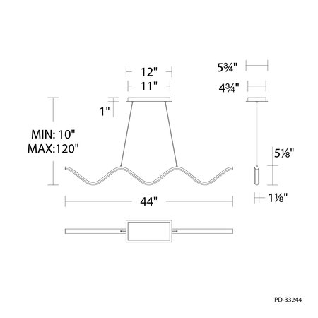 Dweled Morae 44in LED Linear Pendant 3000K in Brushed Nickel PD-332